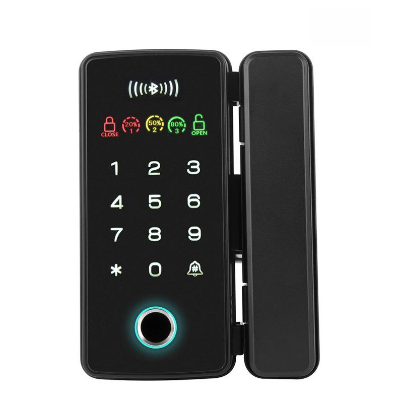 Încuietoare inteligentă de sticlă fără ramă: Electronic, Control Acces cu Parolă și Amprentă, Instalare fără găuri, Securitate Anti-furt pentru Birou.