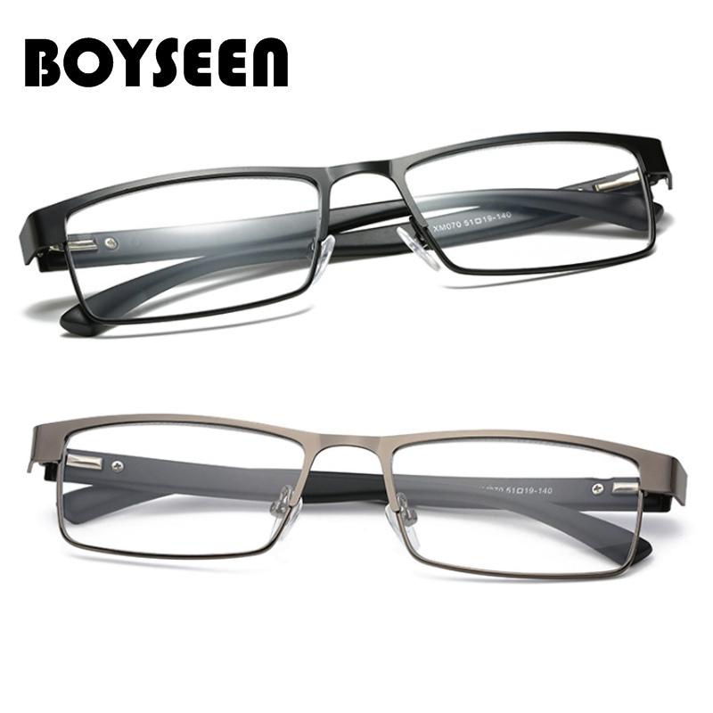 BOYSEEN Men Titanium Alloy Reading Glasses Non Spherical 12 Layer Coated Lenses Retro Business Hyperopia Prescription Eyeglasses