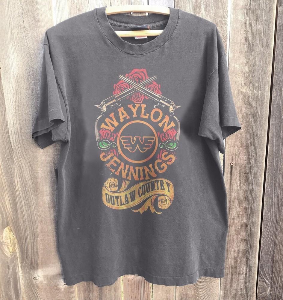 New Waylon Jennings Outlaw Country Charcoal Cotton Tshirt Unisex T-Shirt XXXXL