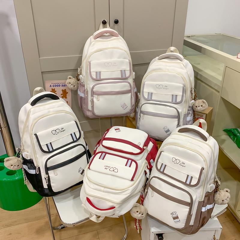 Dámský batoh s velkou kapacitou Studentská školní taška pro dívky Barevný blok batoh