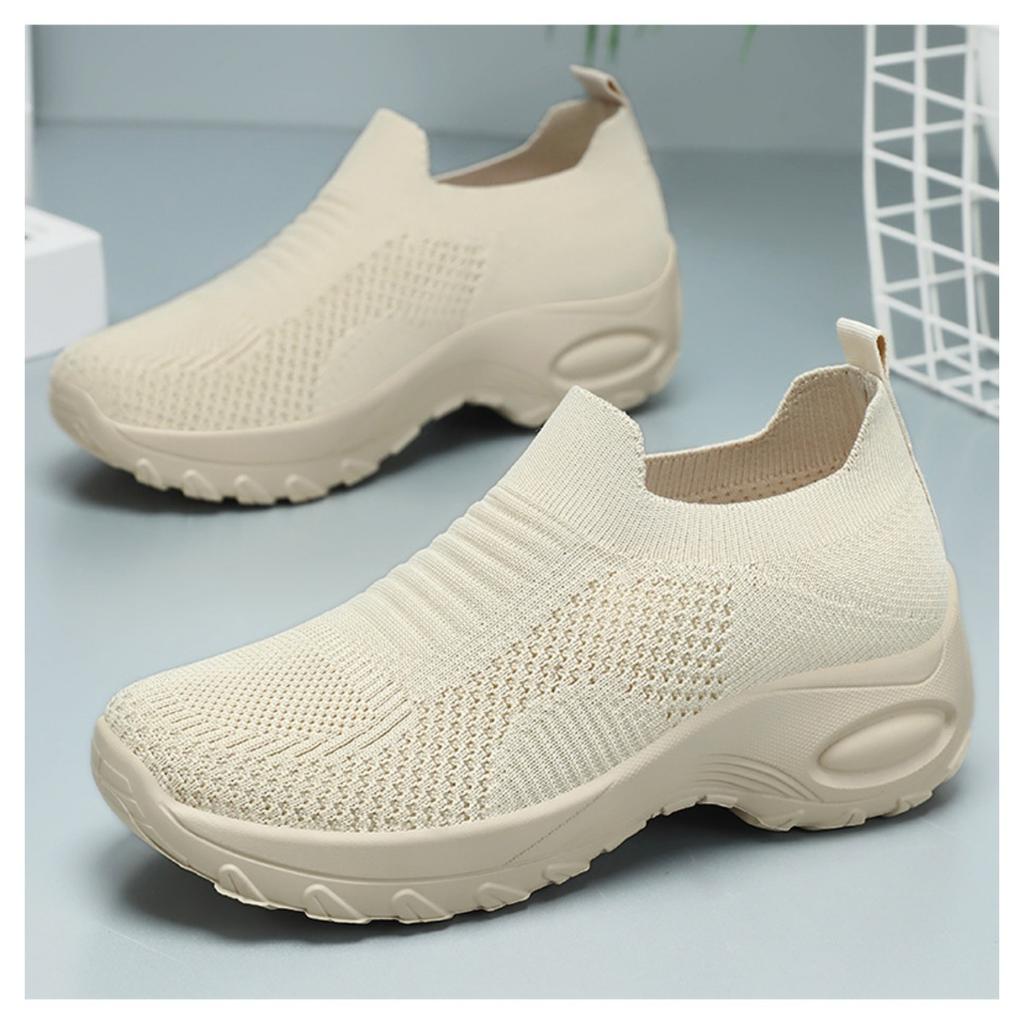 Damenmode-Sneaker - Atmungsaktives Obermaterial mit Stickerei, Bequeme Innensohle, Lässige Leichte Schuhe, Bequemer Slipper-Stil, Flexible Schuhe