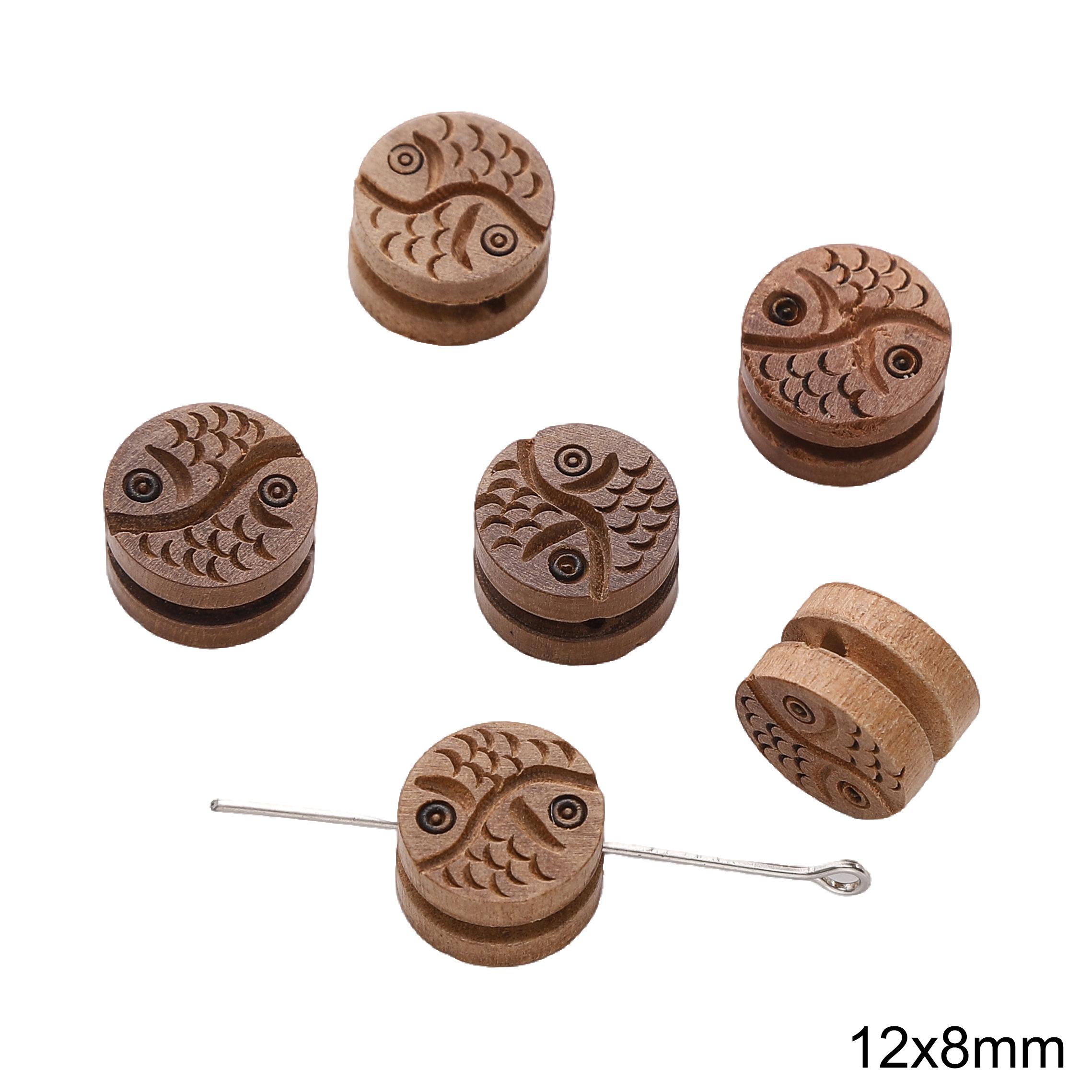 

Деревянные бусины Интервал Разбросанные бусины Для DIY Браслеты Ожерелья Изготовление ювелирных изделий Bagua Fish 12x8mm