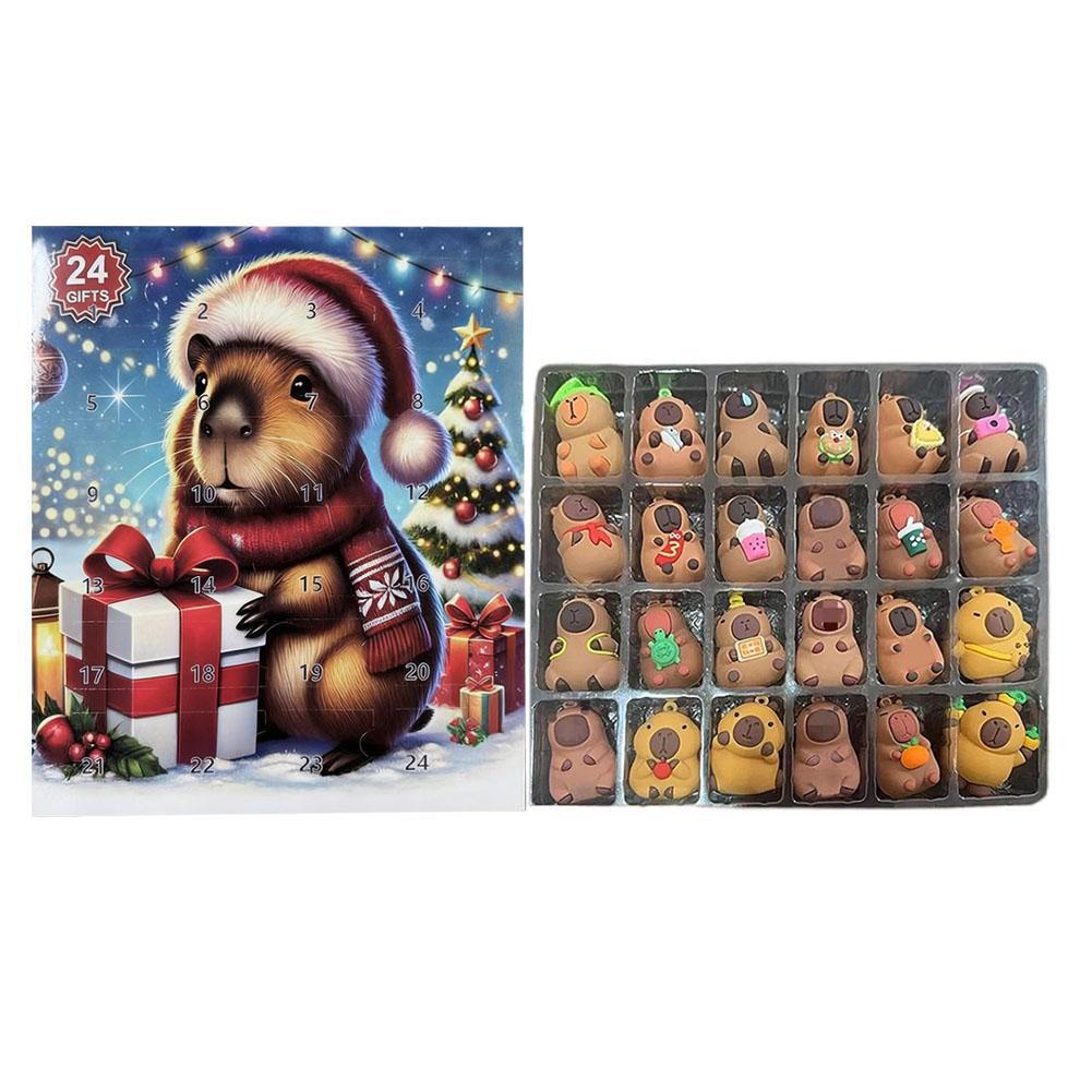 Capibala Cute Christmas Advent Calendar 24 Days Blind Box Countdown Halloween Gift for Children Home Decor Pendant
