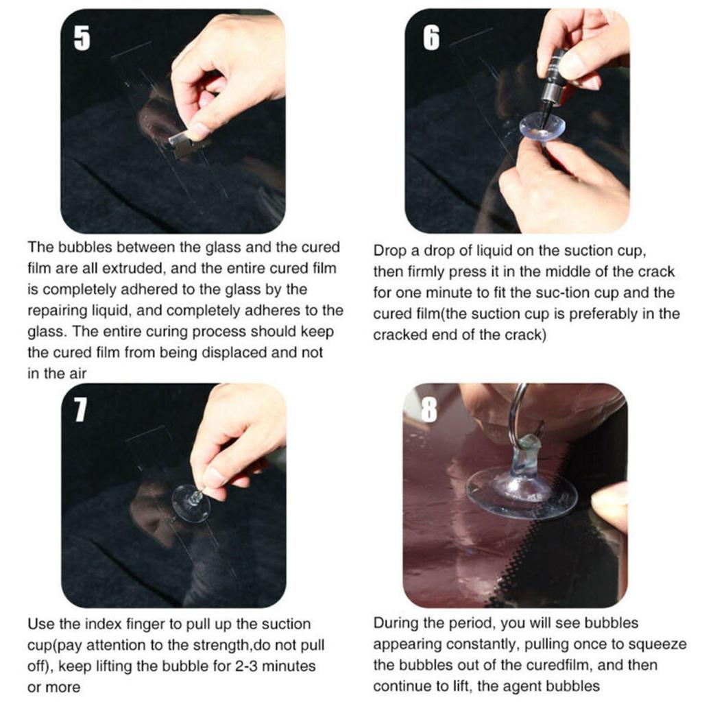 5 Pieces Glass Repair Fluid Windshield Crack Repair Set Windscreen Tool