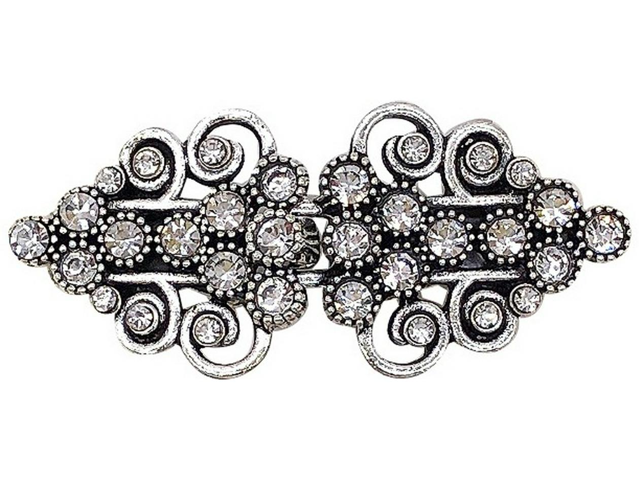 Геометрическая клипса-брошь для шали в этническом стиле античный серебряного