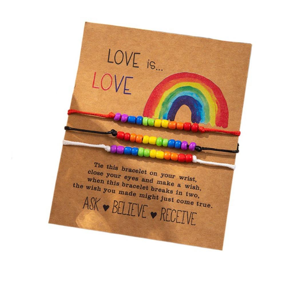 3Pcs/set Boho Rainbow Beaded Bracelet Love Heart Friendship Braided Rope Couple Bracelet  Couples