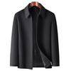 Autumn and Winter Men's Lapel Woolen Jacket Middle-aged Veteran Cadre Casual Coat Jacket Men's Clothing