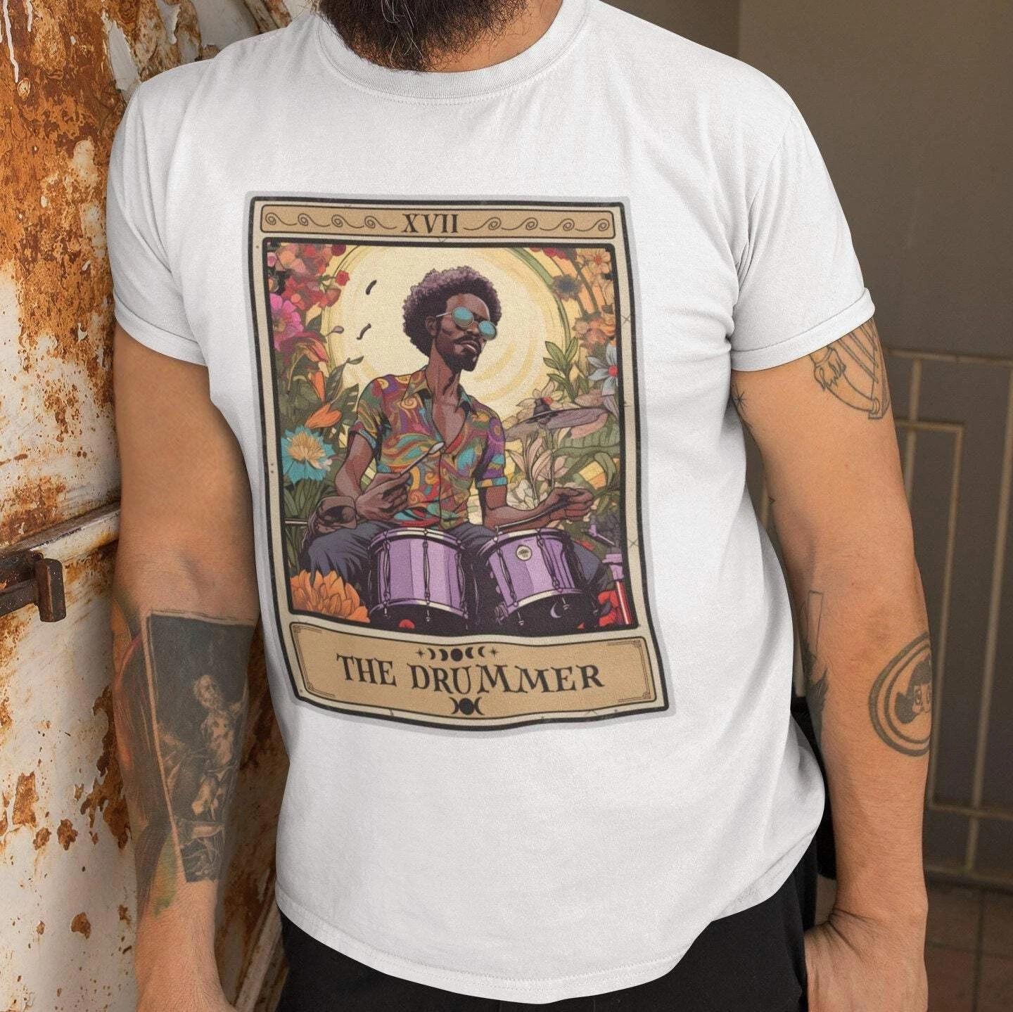 The Drummer Tarot Card Shirt, Jazz Drum Player 3XL