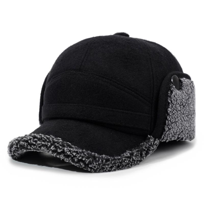 Autumn Winter Warm Bomber Hat Men's Outdoor Thick Baseball Cap Middle-Aged and Elderly Velvet Hat Ear Protection Hat