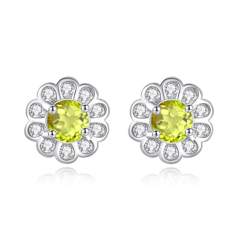 S925 sterling silver stud earrings women's niche natural crystal stone earrings personalized high-end design jewelry