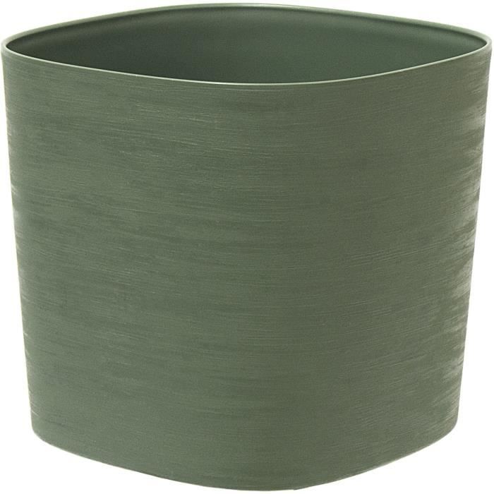 Pot avec réserve d'eau - GARDEN ID Respect - Vert de gris 30 x 30 cm - 100% déchets ménagers - 100% recyclable - Surface structurée.