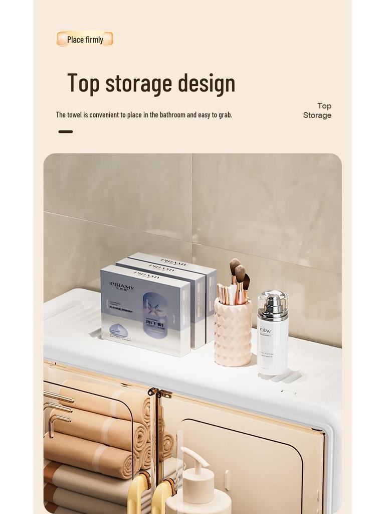 Rotating Wall-Mounted Bathroom Cabinet: No-Drill, Dustproof, Magnetic Door for Cosmetics and Medicine Storage