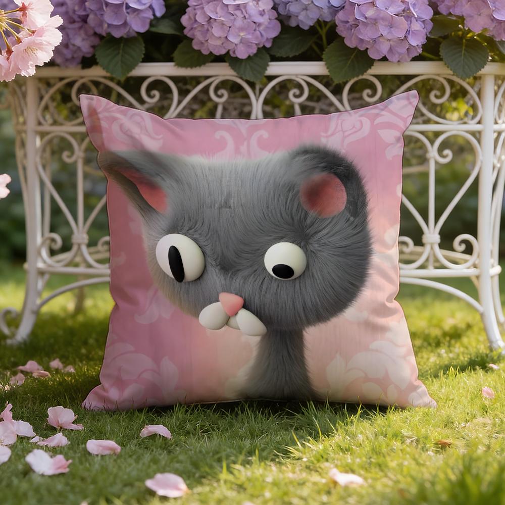 Anime Cute N-Noodle and B-Bun Cushion Cover Home & Car Dual-Scene Pillow Cover: Reversible for Premium Comfort