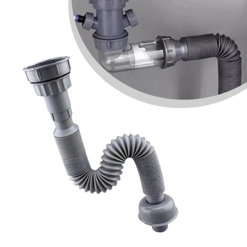 1 Set PVC Kitchen Sink Drain Pipe Leak Resistant Replacement Expandable Connecting Hose Easy Installation