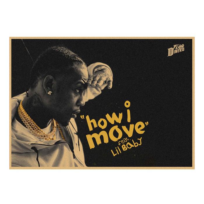 DaBaby Rap Hip Hop Kraft Paper Poster for Cafe or Bar Decor