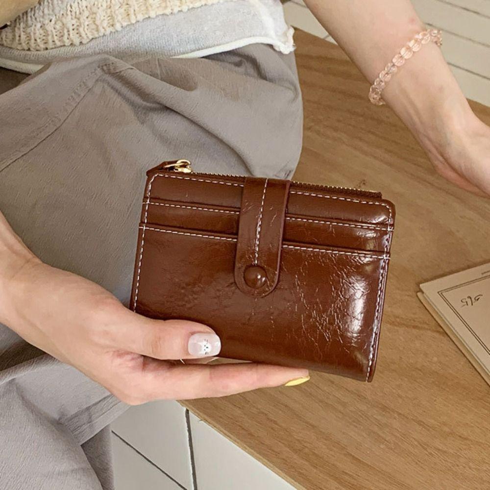 Zipper Women's Wallet Multi-function Coin Purse Vintage Pu Short Wallet  Daily