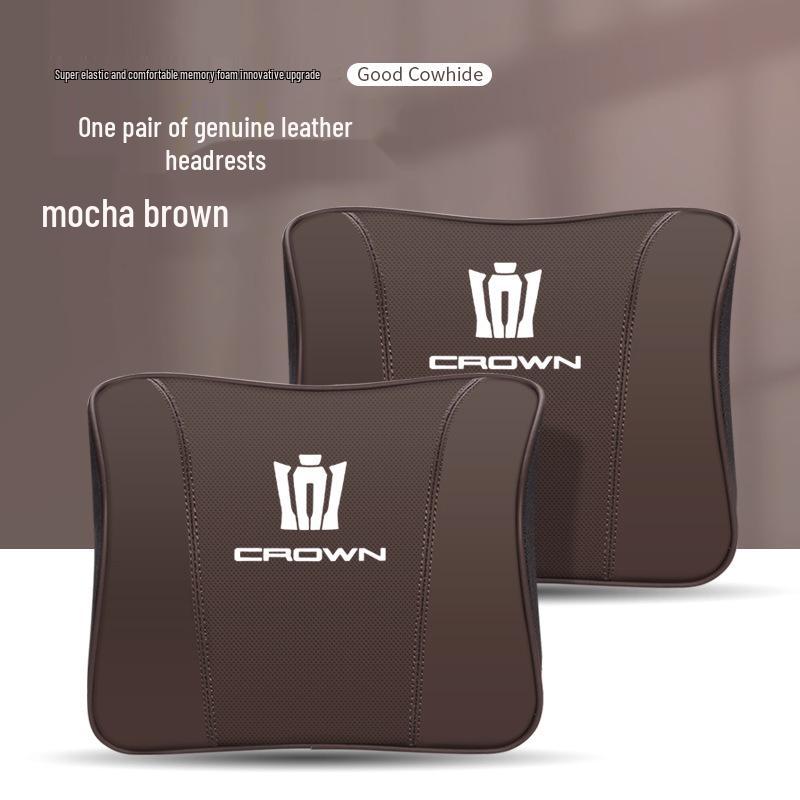 Genuine Leather Headrest & Lumbar Support for Toyota Crown Land Cruiser - Comfortable Neck Support & Decorative Accessory