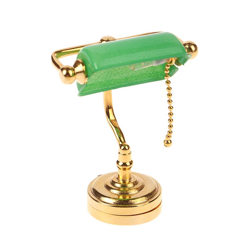 1:12 Puppenhaus Miniatur Schreibtischlampe Led Lampe Grün Postbote Licht Möbel Dekor