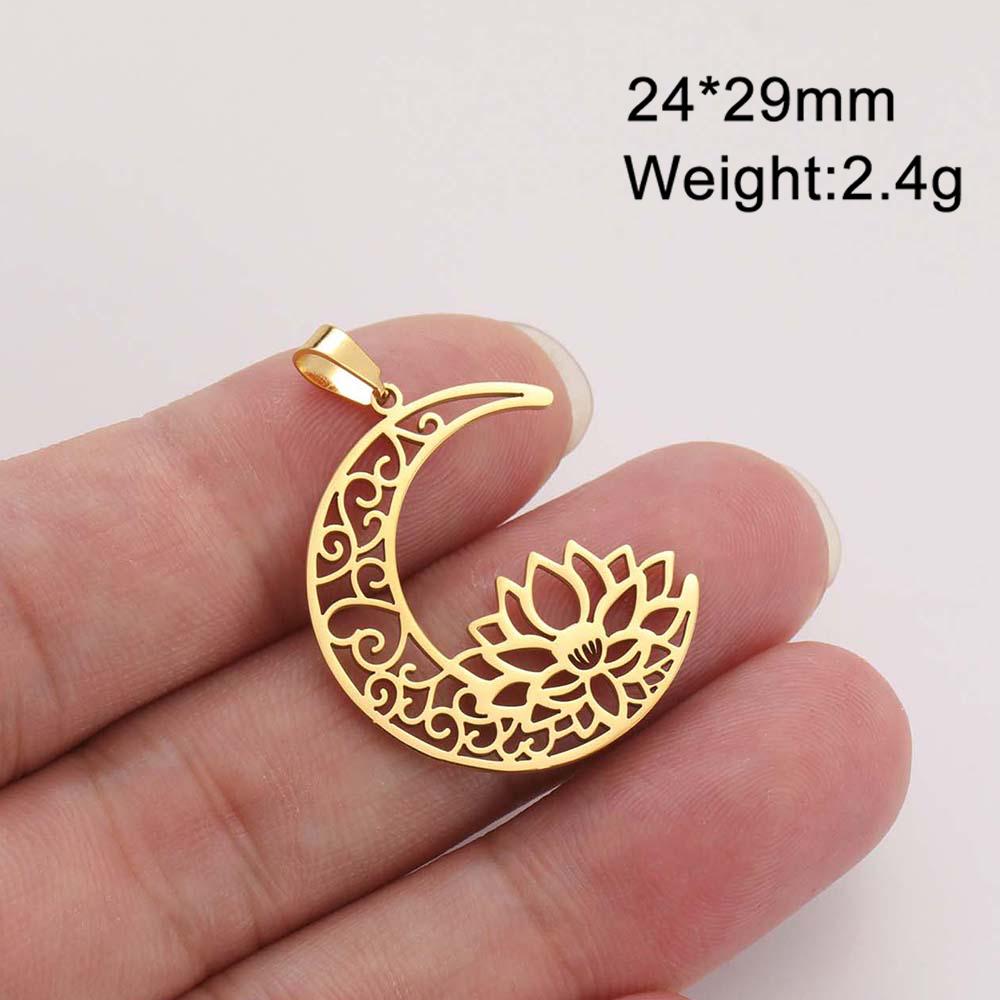 Dawapara Lotus Flower Charm for Jewelry Making Yoga Buddhist Mandala OM Lotus Pendant Accessories Stainless Steel Jewelry