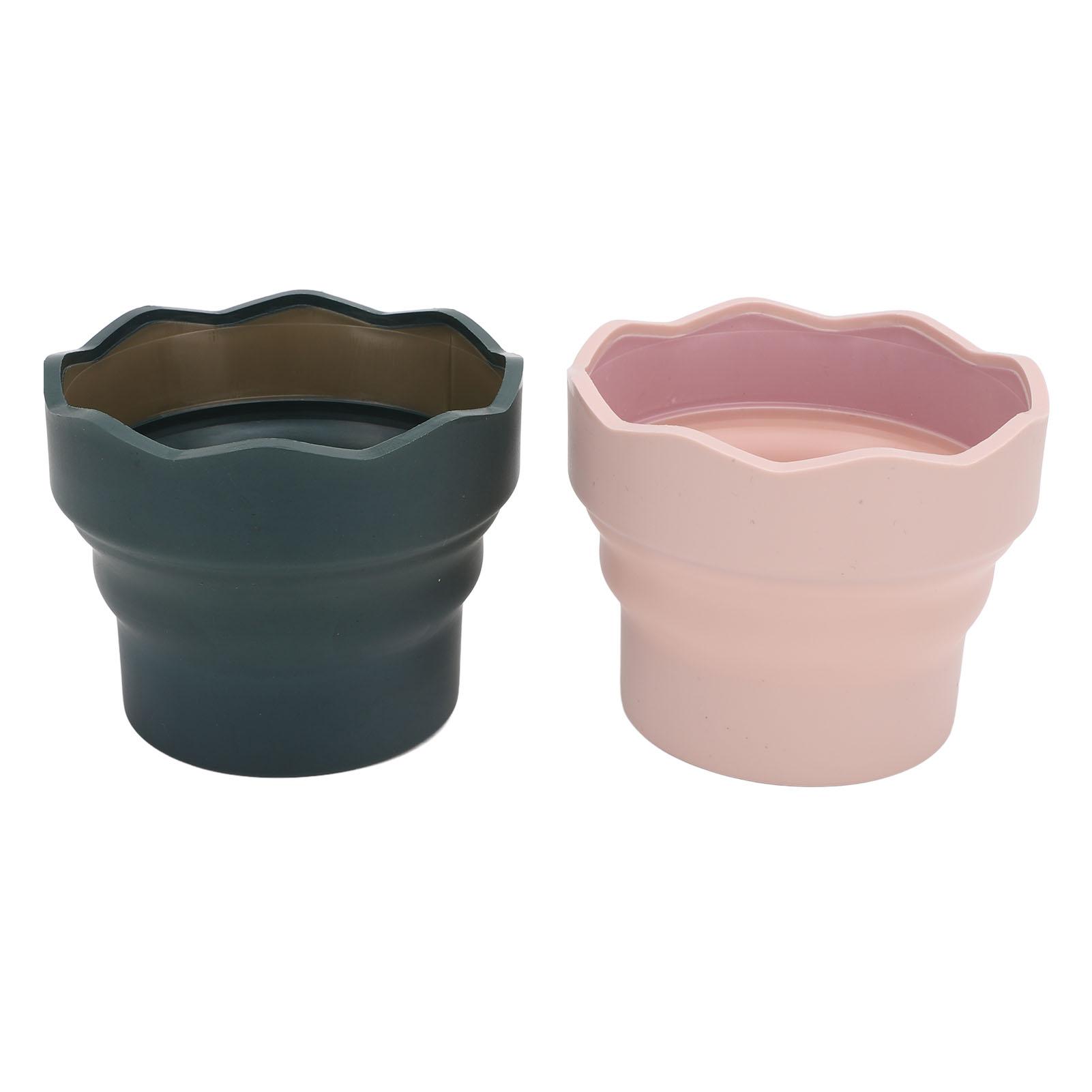 

2 шт. Портативный стакан для воды для покраски, практичный, простой в использовании, многофункциональный, складной, для мытья посуды Pink + Blackish Green