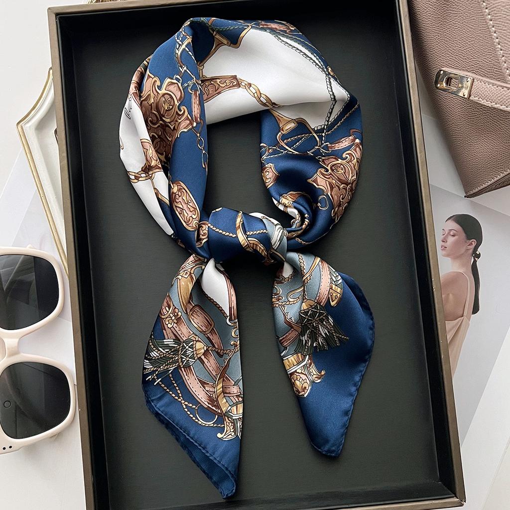 Luxury Print Square Silk Scarfs For Women Decorate Neck Ties Fashion 70*70Cm Kerchief Lady Summer Beach Hijab Female Neckerchief
