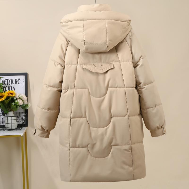 Haină de iarnă la modă pentru femei Parka lungă cu glugă groasă îmbrăcăminte exterioară caldă jachete damă