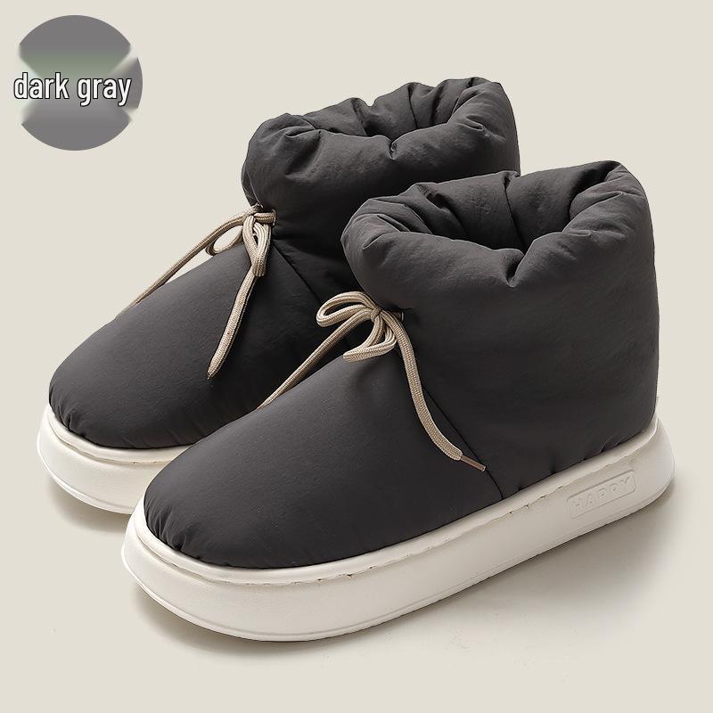 Waterproof High-Top Cotton Slippers - Thick Velvet-Lined for Extreme Cold, Autumn/Winter Outdoor Wear, Closed-Back Design