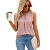 Women Solid Color V Neck Sleeveless Perforated Loose Casual Summer Tank Top
