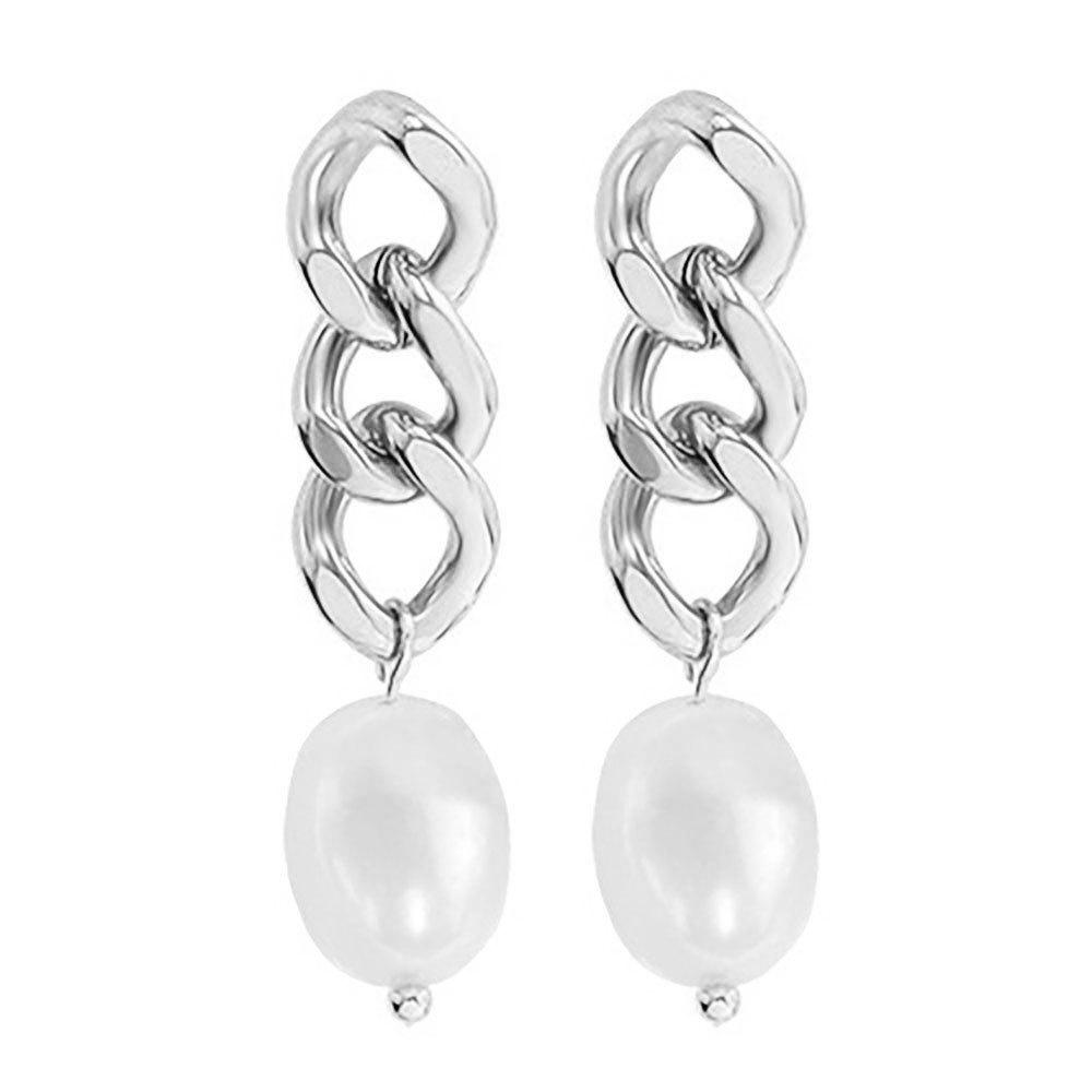 European & American Imitation Pearl 18K Gold Plated Chain Earrings (35MM)