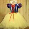 Halloween Cosplay Children Dress Princess Style Short Sleeves Lace-up Strap A-line Cake Hem Bow Decor Stage Show Performance Costume
