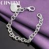 CHSHINE 925 Sterling Silver Solid Heart Bracelet For Women Men Fashion Charm High Quality Jewelry