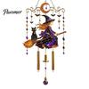 Unique Halloween Gifts for Friends Stained Glass Style Wind Chime, Acrylic Suncatcher Hanging Ornament with Ghost Black Cat Artistic Window