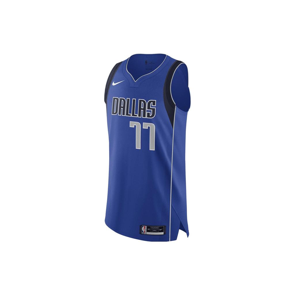 Nike Dallas Mavericks Luka Dončić No. 77 Logo Print Sleeveless Basketball Jersey Men Tops Blue CW3441-485