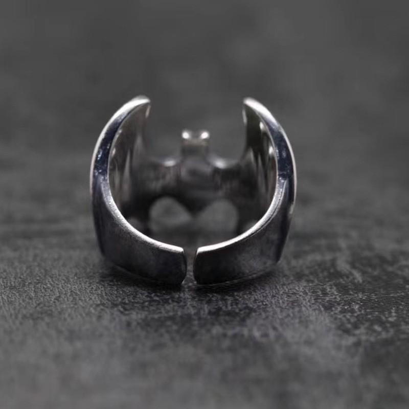 Adjustable Bat Ring Men Women Sterling Vintage Punk Gothic Jewelry Open Band Design