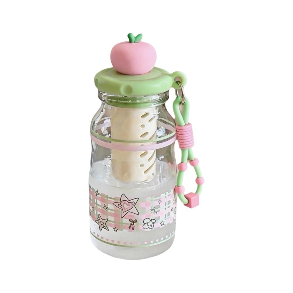 600ML Plastic Water Bottle Cute Cartoon Drinking Bottle Korean Style Children s Straw Cup  Summer розовый