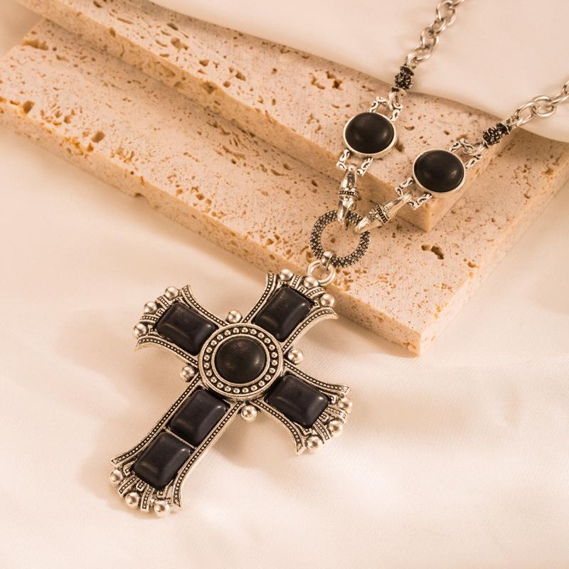 Modieuze Retro Ketting, Vrouwen Kruis Ketting, Kleding Accessoire, Trui Ketting, High-end Gevoel