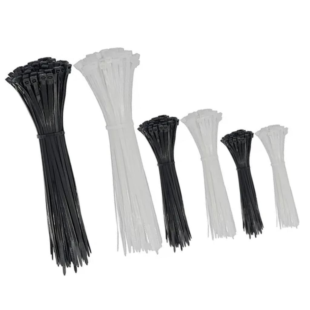 600Pcs Nylon Cable Ties Self Locking Binding Harness PA66 Electrical Auxiliary Materials 15 20 30cm