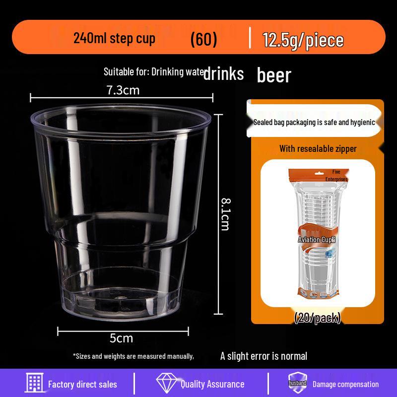 Disposable Transparent Food-Grade Plastic Cups, Thickened for Household & Reception Use