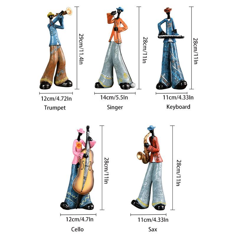Modern Abstract Resin Music Band Figurine Musician Sculpture Musical Instruments Statue Gift Home Office Living Room Decor