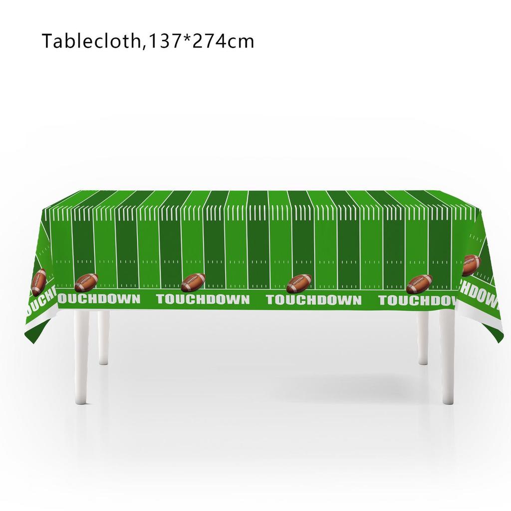 Rugby Party Theme Birthday Tablecloth Set - Disposable Decoration