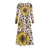 Long Sleeve Casual Daily Dress Ladies Patchwork Hem Midi Dress