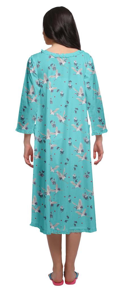 Moomaya Îmbrăcăminte de noapte din bumbac cu 3 4 mâneci imprimate pentru femei