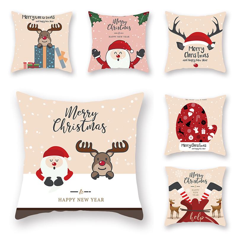 Santa Claus Car Pillowcase Home Elk Merry Christmas Cushion Cover New Year Decoration Natal Navidad Ornaments
