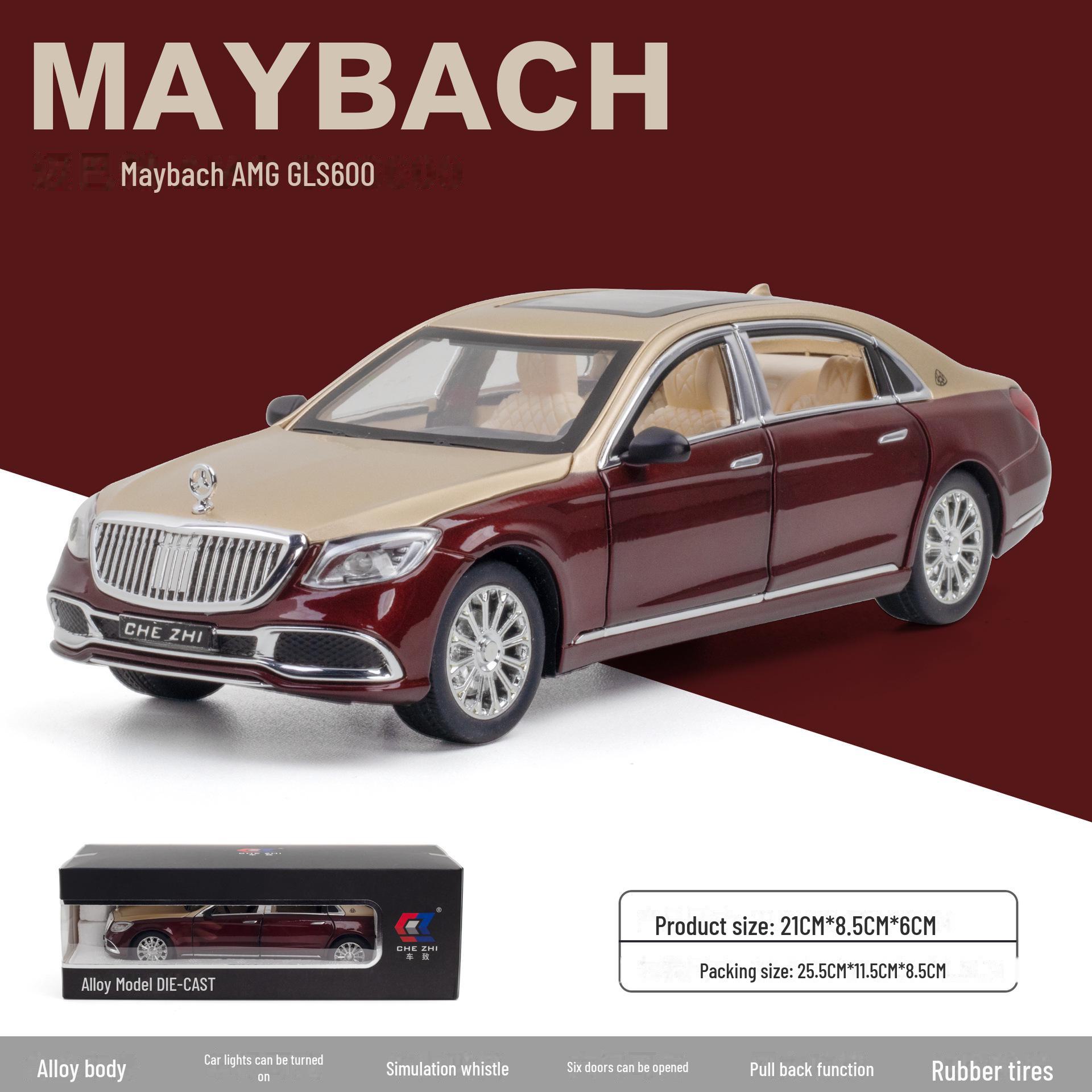 

Maybach S600 Alloy шестидверная модель автомобиля украшение для декора интерьера золотой/красный