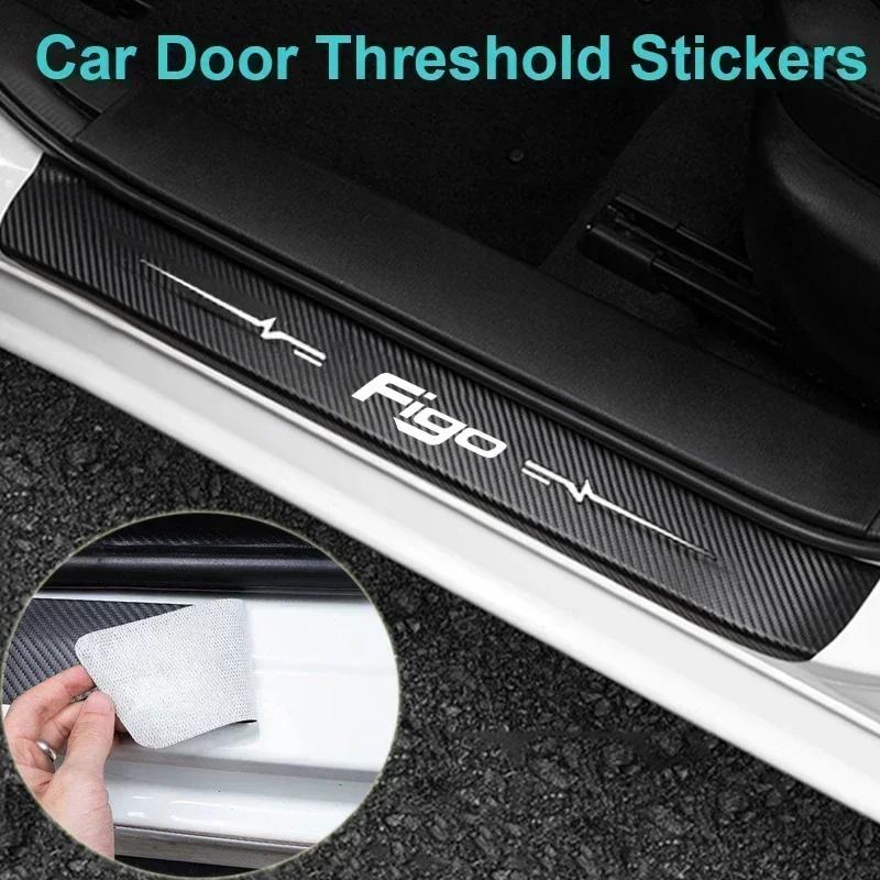 AJX1 For Ford FIGO Logo Car Door Sill Protector Sticker Waterproof Anti Scratch Guard Plate Decal Auto Modification Accessories