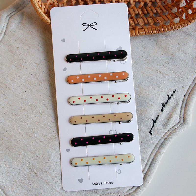 Multicolor Polka Dot Geometric Enamel Hair Clip Set