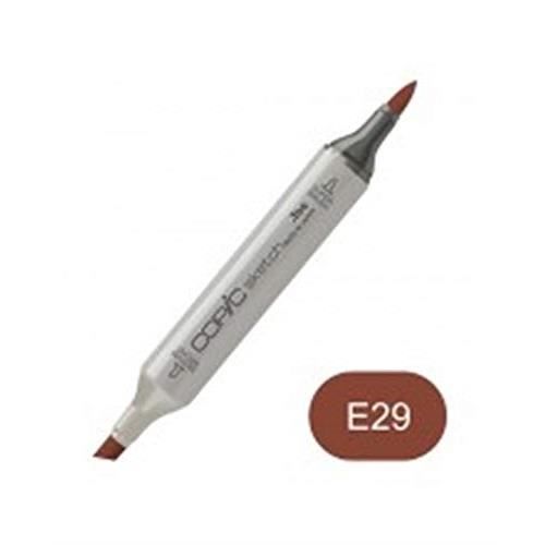 Copic Sketch Marker Oval Shaped Barrel Medium Broad and Super Brush Nibs E29 Burnt Umber (E29-S)