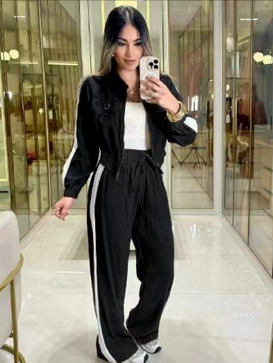 2025 Jesień/Zima Damski Zestaw Odzieży Sportowej z Długim Rękawem Zapinany na Zamek i Spodnie z Elastycznym Pasem