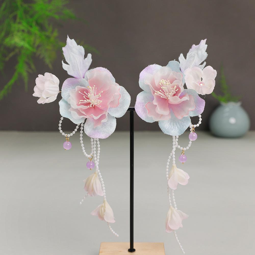 Flower Hair Clips Forks Chinese Hanfu Hair Accessories for Women Hairpin Fork Handmade Vintage Wedding Hair Jewelry Retro Crowns for Girl and Women