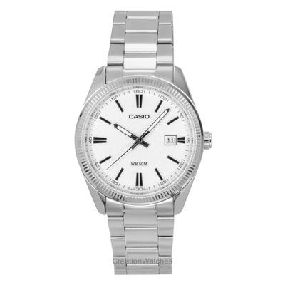 Standard Analog Edelstahl Weißes Zifferblatt Quarz MTP-1302DA-7AV Unisex Uhr